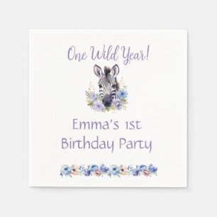 Servilleta De Papel Cumpleaños de Floral Zebra