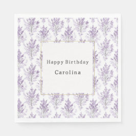 Servilleta De Papel Cumpleaños de Flores de Lavanda Bonitas