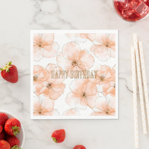 Servilleta De Papel Cumpleaños de Flores de Melocotón Bonitas