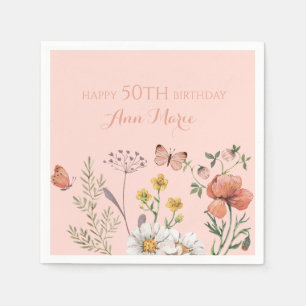 Servilleta De Papel Cumpleaños de flores silvestres