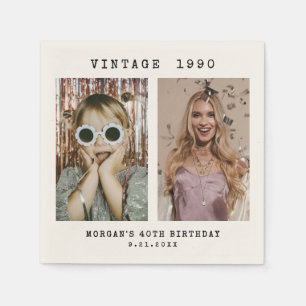 Servilleta De Papel Cumpleaños de foto personalizada Vintage 2