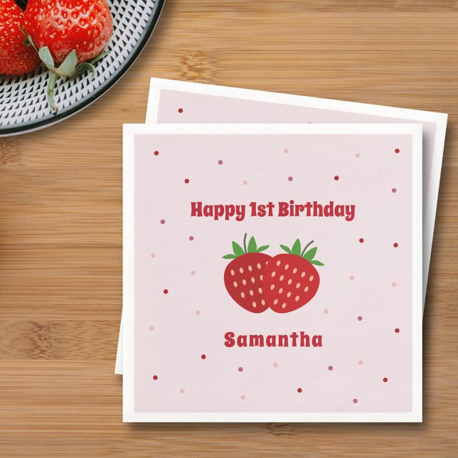 Servilleta De Papel Cumpleaños de fresa (Strawberry Birthday Napkins)