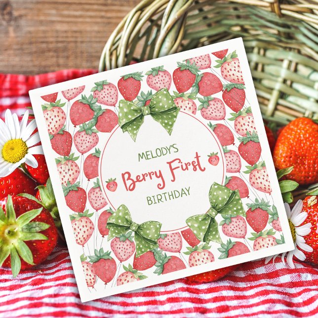 Servilleta De Papel Cumpleaños de Fresa del Primer Cumpleaños de Berry (Subido por el creador)