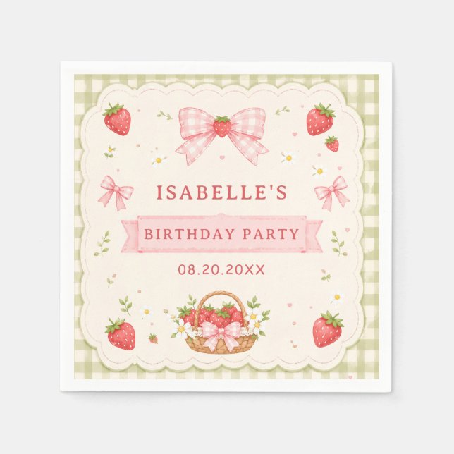 Servilleta De Papel Cumpleaños de Fresa Dulce a la Berry  (Anverso)