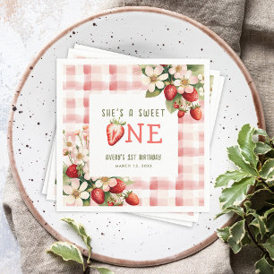 Servilleta De Papel Cumpleaños de Fresa Primer Cumpleaños Party Berry