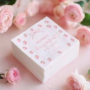 Servilleta De Papel Cumpleaños de Fresa Primera Fiesta Dulce Niña