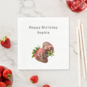 Servilleta De Papel Cumpleaños de fresas cubiertas de chocolate