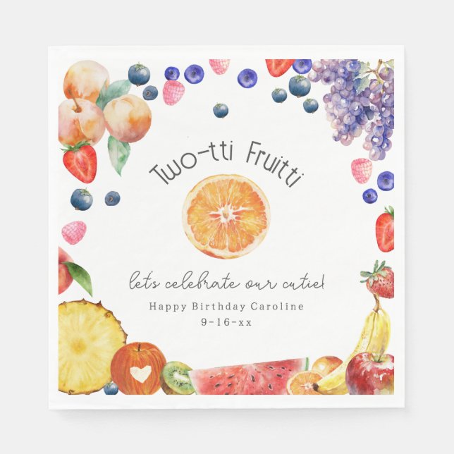 Servilleta De Papel Cumpleaños de Fruitti Cutie Fruit con dos tetas (Anverso)