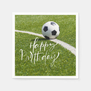 Servilleta De Papel Cumpleaños de fútbol con balón y Feliz Cumpleaños