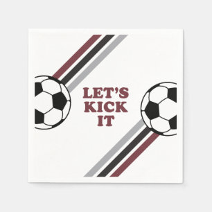 Servilleta De Papel Cumpleaños de Fútbol con Rayas Granates Let's Kick