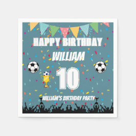 Servilleta De Papel Cumpleaños de fútbol personalizado para niños
