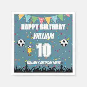 Servilleta De Papel Cumpleaños de fútbol personalizado para niños