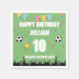 Servilleta De Papel Cumpleaños de fútbol personalizado para niños