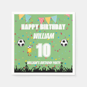 Servilleta De Papel Cumpleaños de fútbol personalizado para niños