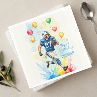 Servilleta De Papel Cumpleaños de Futbolista, Globos, Fuegos Artificia