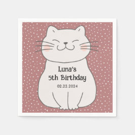 Servilleta De Papel Cumpleaños de gatito lindo y moderno 