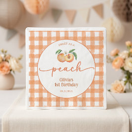 Servilleta De Papel Cumpleaños de Gingham Dulce Como Un Melocotón
