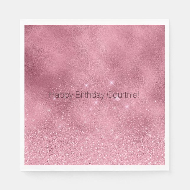 Servilleta De Papel Cumpleaños de Glitz Pink (Anverso)