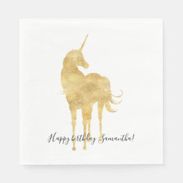 Servilleta De Papel Cumpleaños de Gold Unicorn