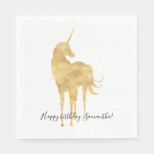 Servilleta De Papel Cumpleaños de Gold Unicorn