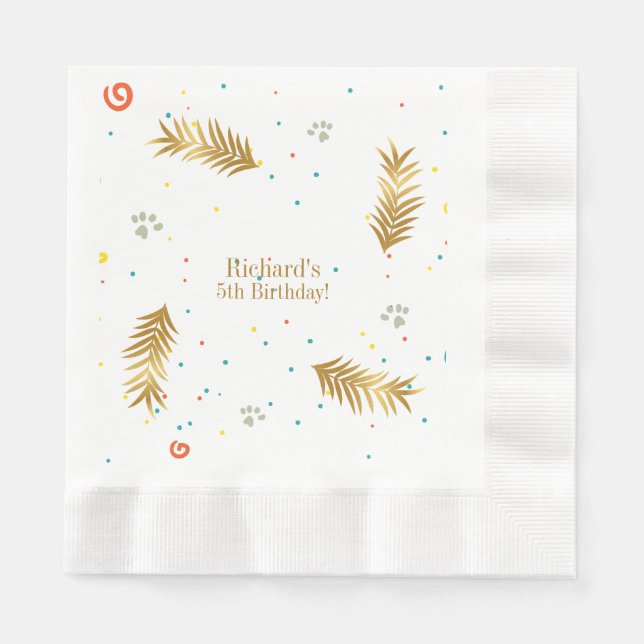 Servilleta De Papel Cumpleaños de Golden Green Puppy Dog (Anverso)