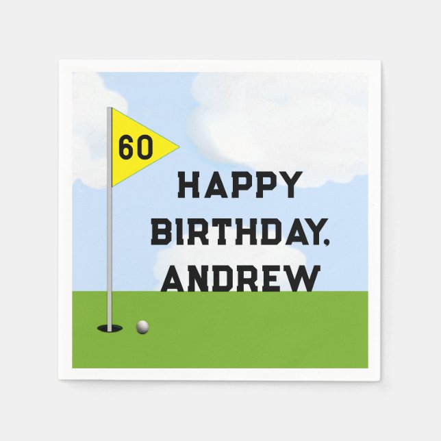 Servilleta De Papel Cumpleaños de Golf (Anverso)