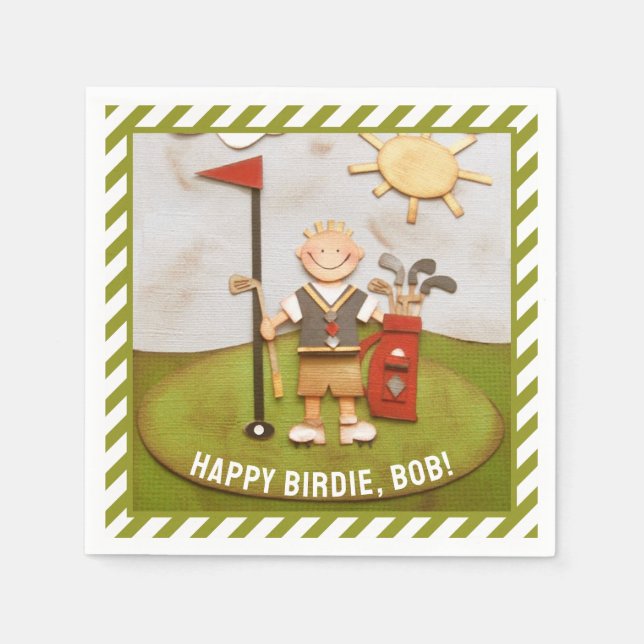 Servilleta De Papel Cumpleaños de Golf (Anverso)