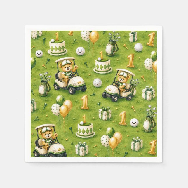 Servilleta De Papel Cumpleaños de Golf 1er  (Anverso)