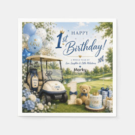 Servilleta De Papel Cumpleaños de Golf 1er con Carrito de Golf en Gree