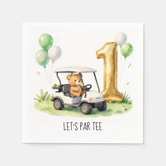 Servilleta De Papel Cumpleaños de Golf 1er Vamos al Par (Anverso)
