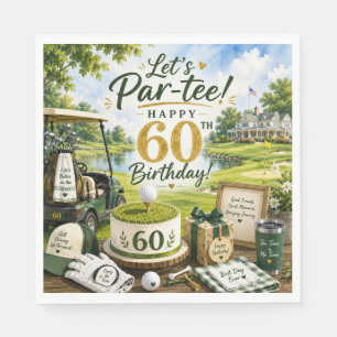 Servilleta De Papel Cumpleaños de golf 60 con carrito de golf en verde