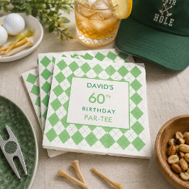 Servilleta De Papel Cumpleaños de Golf a Cuadros Argyle Verde