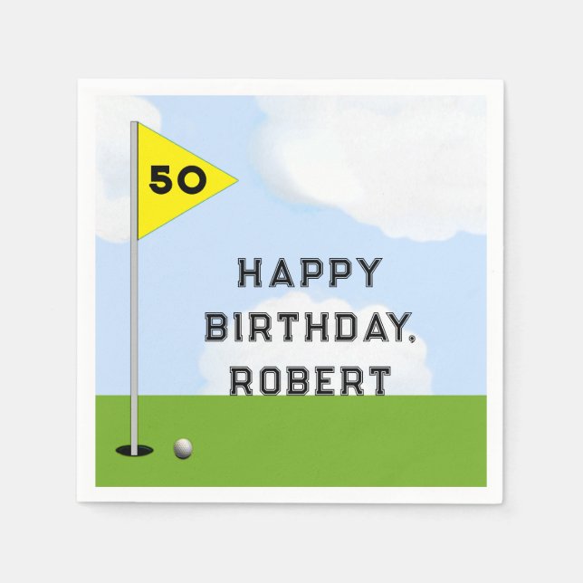 Servilleta De Papel Cumpleaños de Golf Personalizado (Anverso)