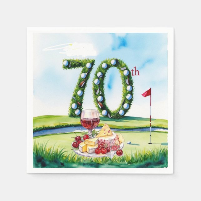 Servilleta De Papel Cumpleaños de golfista de 70 años (Anverso)