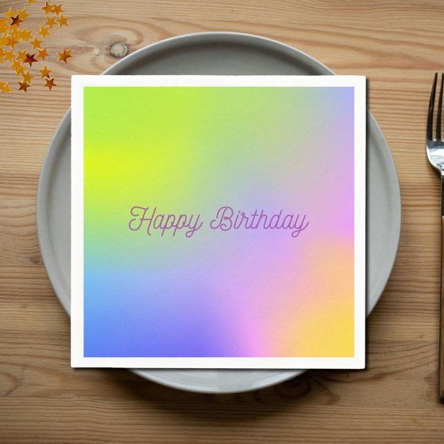 Servilleta De Papel cumpleaños de gradiente amarillo púrpura (Subido por el creador)