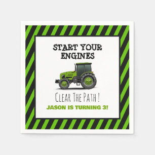 Servilleta De Papel Cumpleaños de granja de los niños del tractor verd