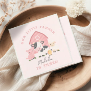 Servilleta De Papel Cumpleaños de granja rosa lindo de niñas