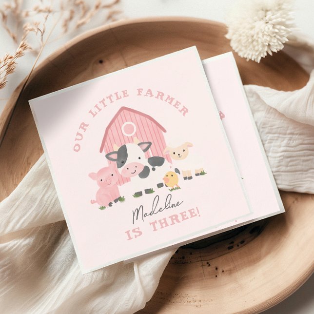 Servilleta De Papel Cumpleaños de granja rosa lindo de niñas (Subido por el creador)