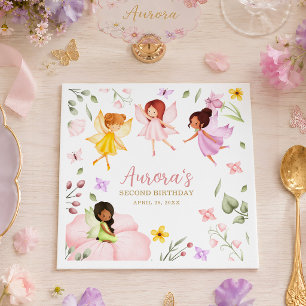 Servilleta De Papel Cumpleaños de Hada Mágica Princesa Jardín Encantad