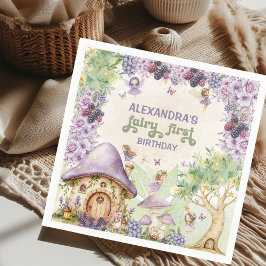 Servilleta De Papel Cumpleaños de Hada Morada Primera Fruta