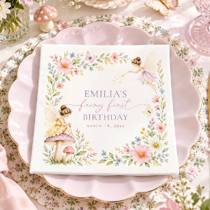 Servilleta De Papel Cumpleaños de hada primer año fiesta caprichosa ja