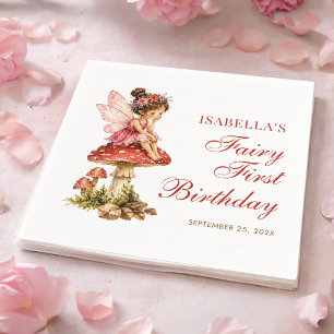 Servilleta De Papel Cumpleaños de Hada Primera Cumpleaños Niña Lindo H