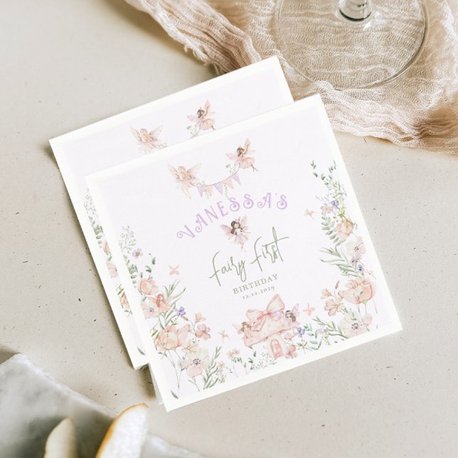 Servilleta De Papel Cumpleaños de hada primero Jardín caprichoso Lila (Subido por el creador)