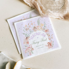 Servilleta De Papel Cumpleaños de hada primero Jardín encantado Lila