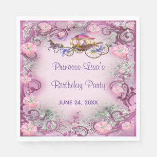 Servilleta De Papel Cumpleaños de Hada Princesa Floral Rosa