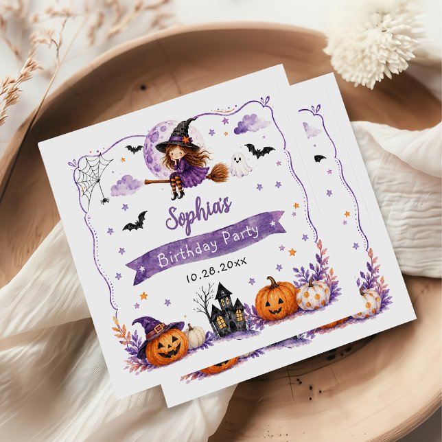 Servilleta De Papel Cumpleaños de Halloween con acuarela adorable (Subido por el creador)