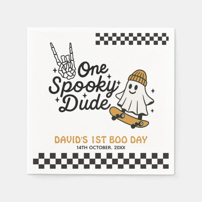 Servilleta De Papel Cumpleaños de Halloween de un tipo fantasmal (Anverso)