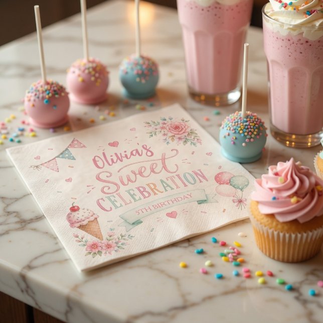 Servilleta De Papel Cumpleaños de Helado Pastel | Dulce Celebración (Subido por el creador)