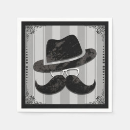 Servilleta De Papel Cumpleaños de Hipster Señor Bigote Sombrero Gafas