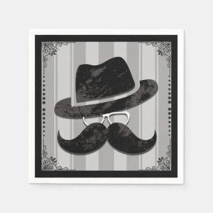 Servilleta De Papel Cumpleaños de Hipster Señor Bigote Sombrero Gafas